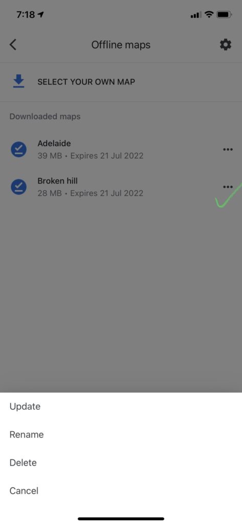 rename, update, delete offline maps